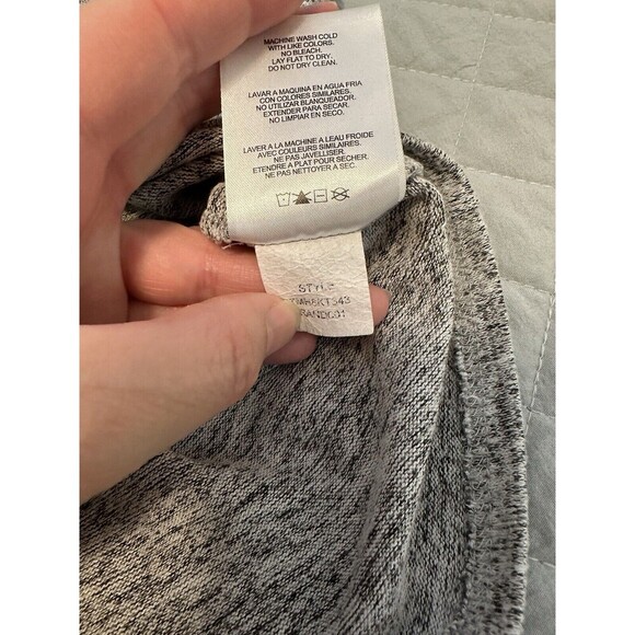 Ellen Tracy Soft Grey Marble Long Sleeve Tie Front Sweater Shirt Size Large - Picture 6 of 7